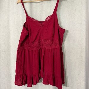 Torrid Red Ruffled Gauzy Camisole Top